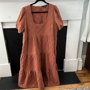 Madewell quilted, square neck midi dress. EUC.